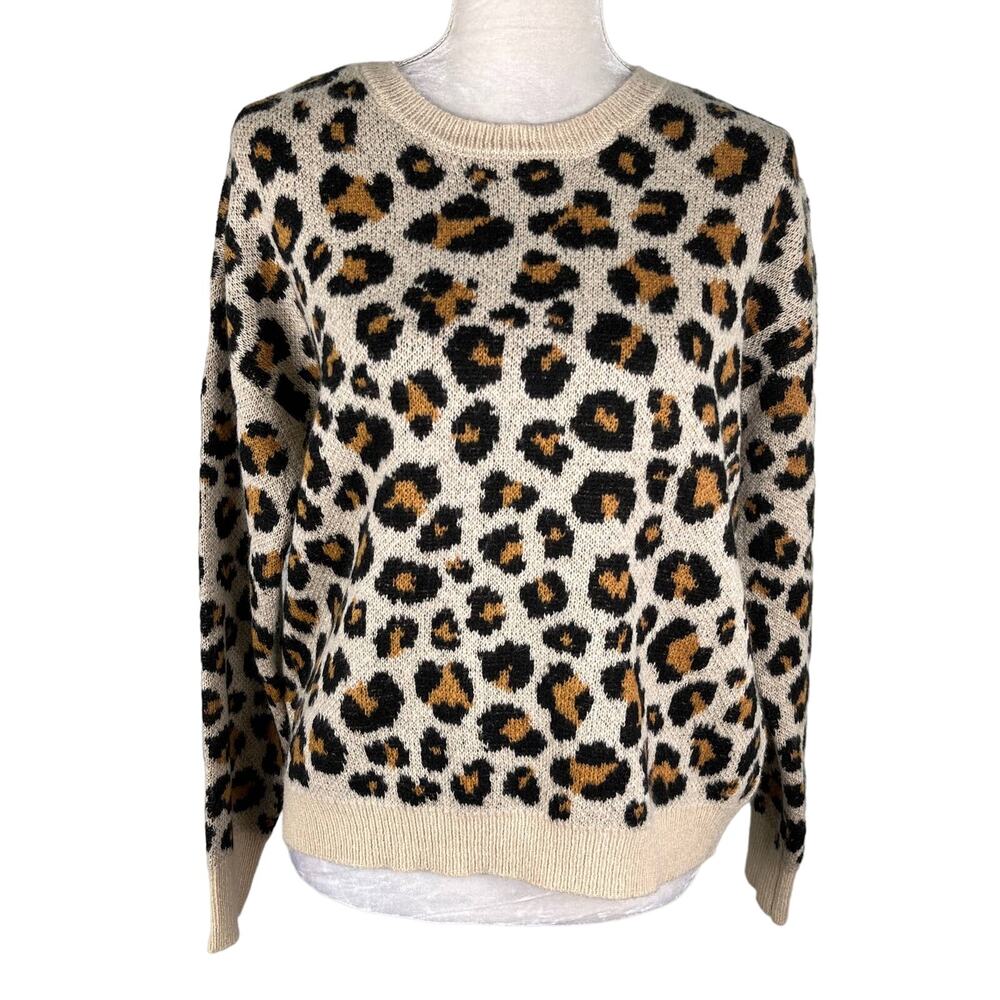 Knox Rose Leopard Sweater Medium Crew Pullover New